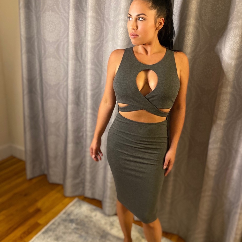 Grey cut out dress